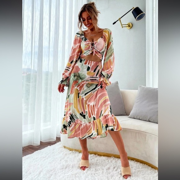 Multicolor Cut Out Dress - Picture 2 of 6